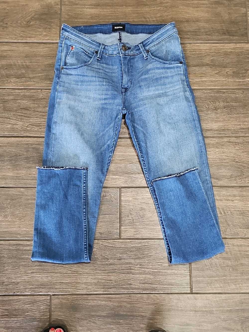 Hudson Jeans Women's Light Blue Patchwork Slim-Straight Jeans